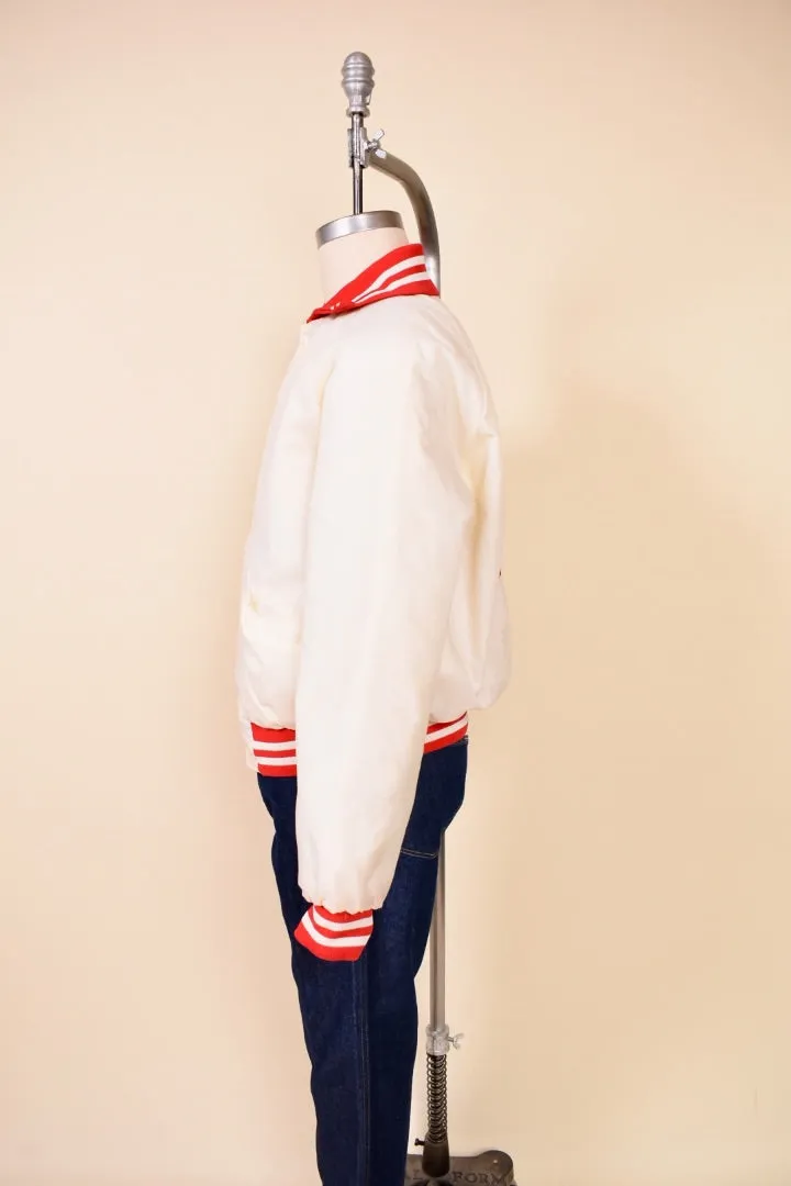 1970s White Satin Bomber Jacket By Holloway