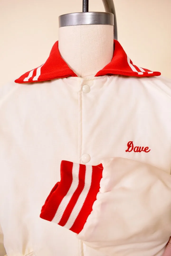 1970s White Satin Bomber Jacket By Holloway