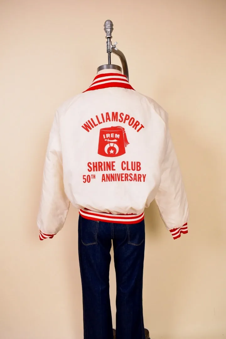 1970s White Satin Bomber Jacket By Holloway