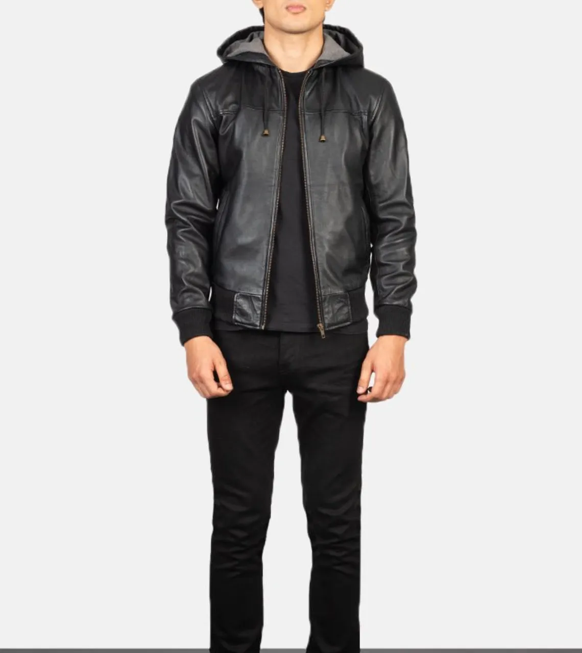 Aiguille Hooded Men's Leather Bomber Jacket