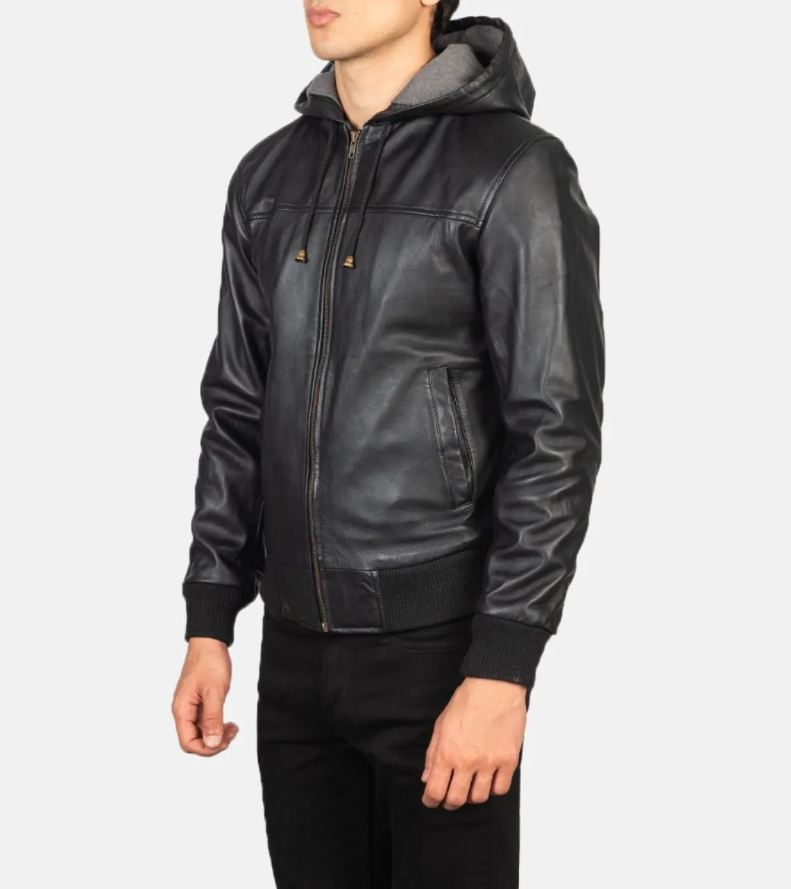 Aiguille Hooded Men's Leather Bomber Jacket