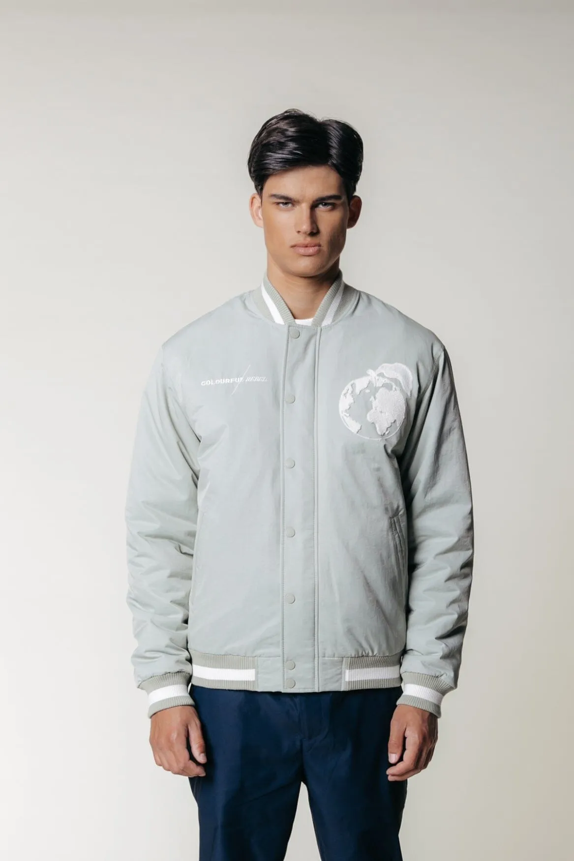 Asher Patch Baseball Bomber | Light mint