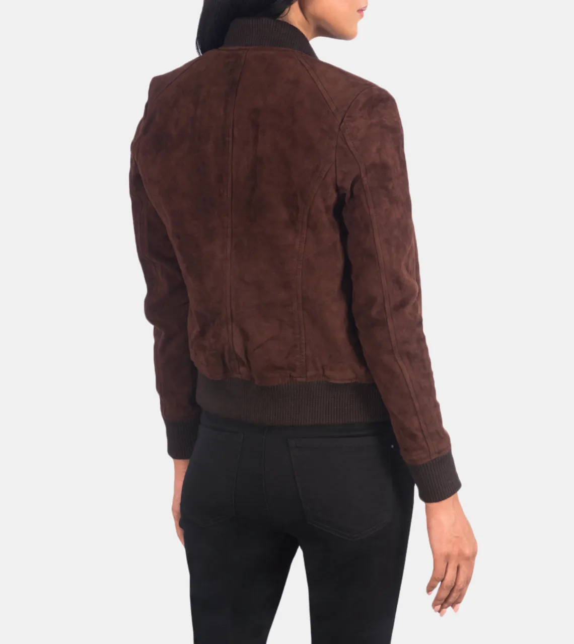 Astrella Women's Brown Bomber Suede leather Jacket