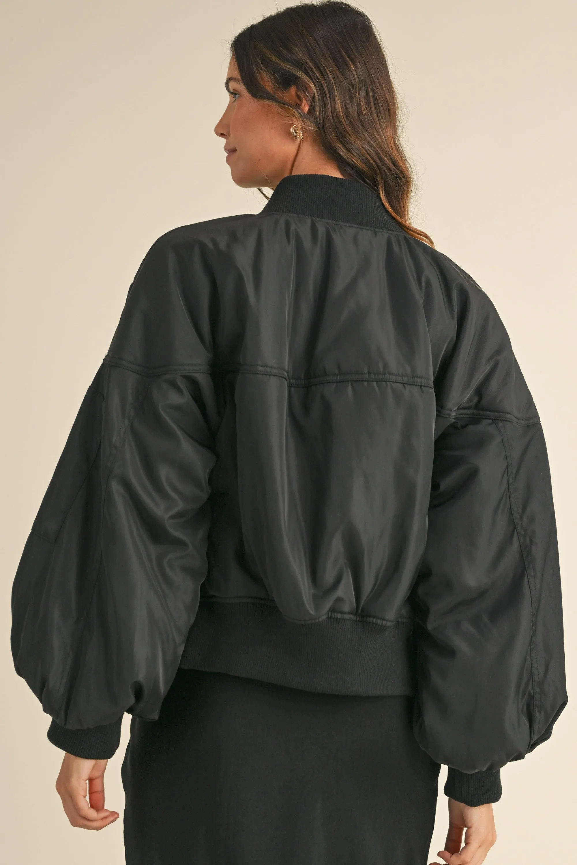 AUBREY PUFF SLEEVE BOMBER JACKET AND SHORTS SET