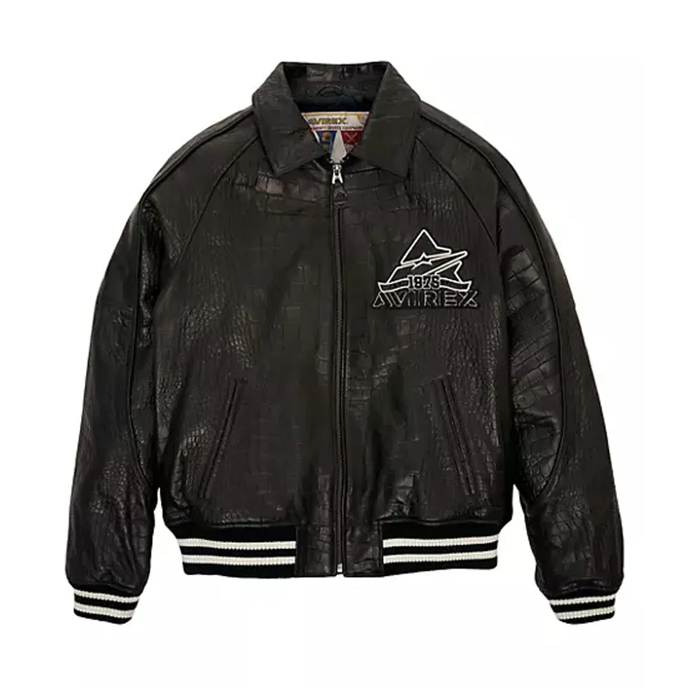 Avirex Croc-Embossed Leather Jacket