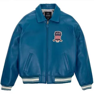 Avirex Military Blue Bomber Leather Jacket