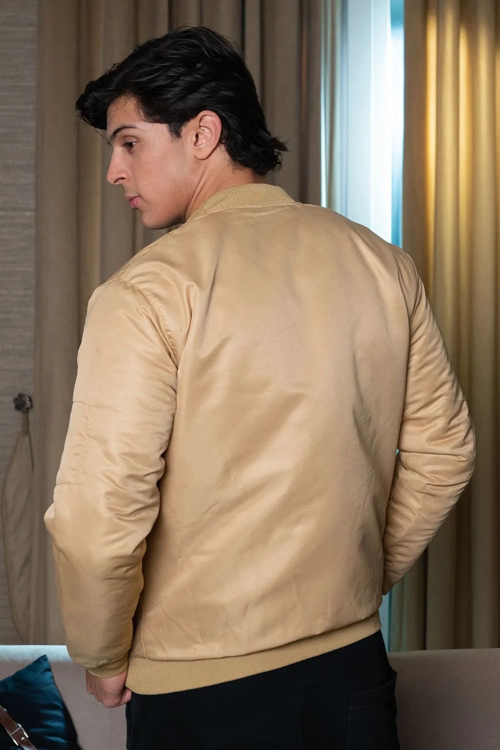 Beige Bomber Jacket