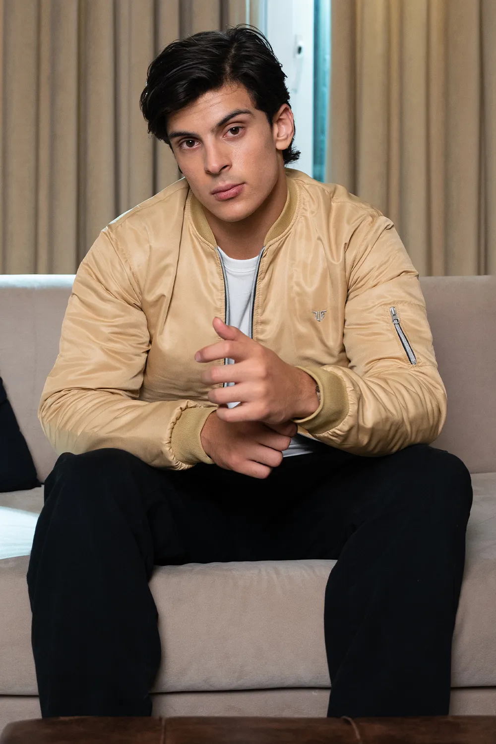 Beige Bomber Jacket
