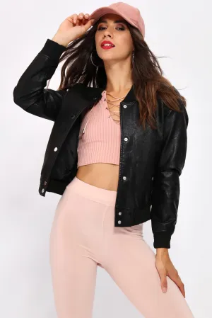 Black Metallic Bomber Jacket