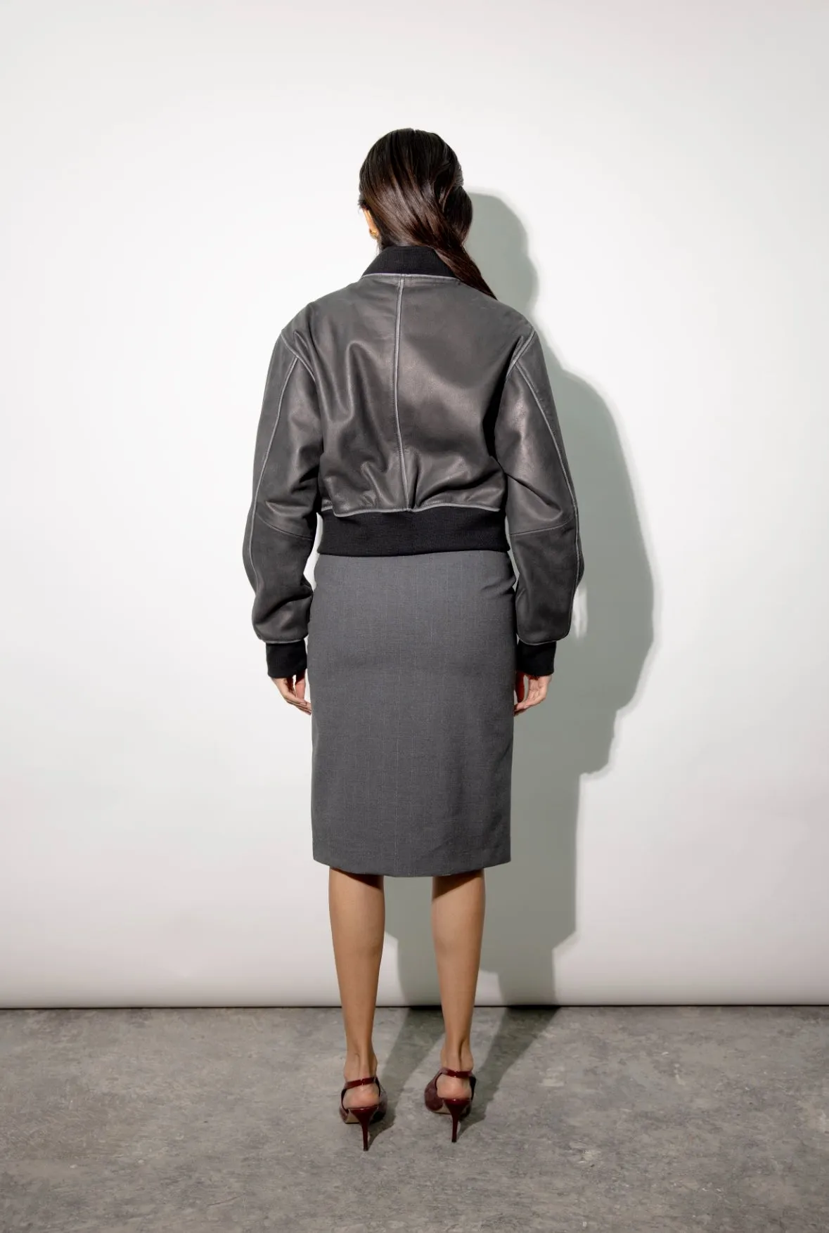 Bombi Distressed Black Bomber Leather Jacket