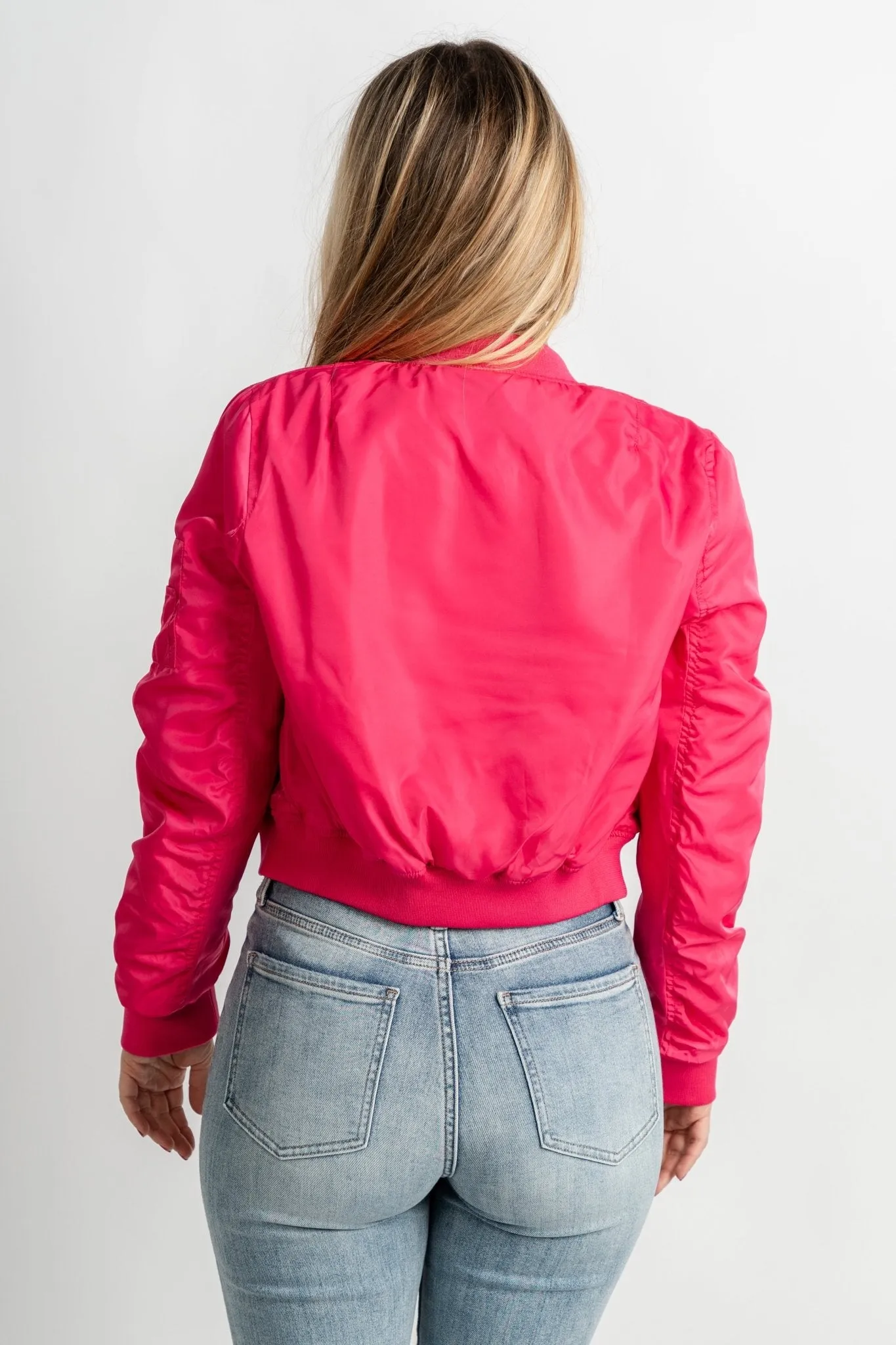Cargo bomber jacket fuchsia