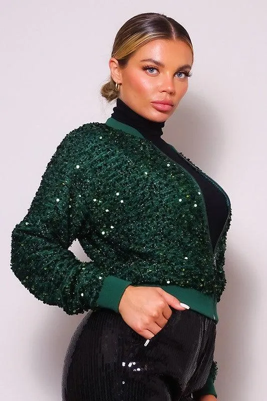 Cropped Sequin Jacket