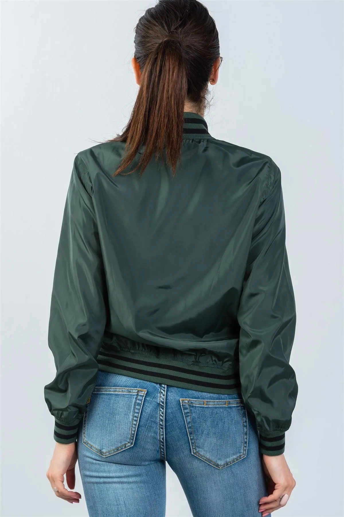 Dark Green Patch Bomber Jacket / 2-2-2
