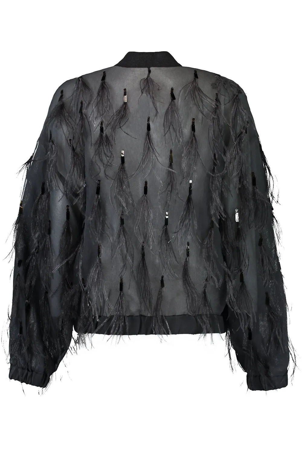 Dazzling Feather Embroidered Bomber Jacket