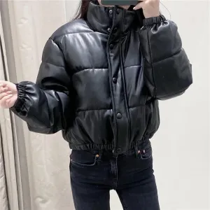Faux Leather Bomber Jacket