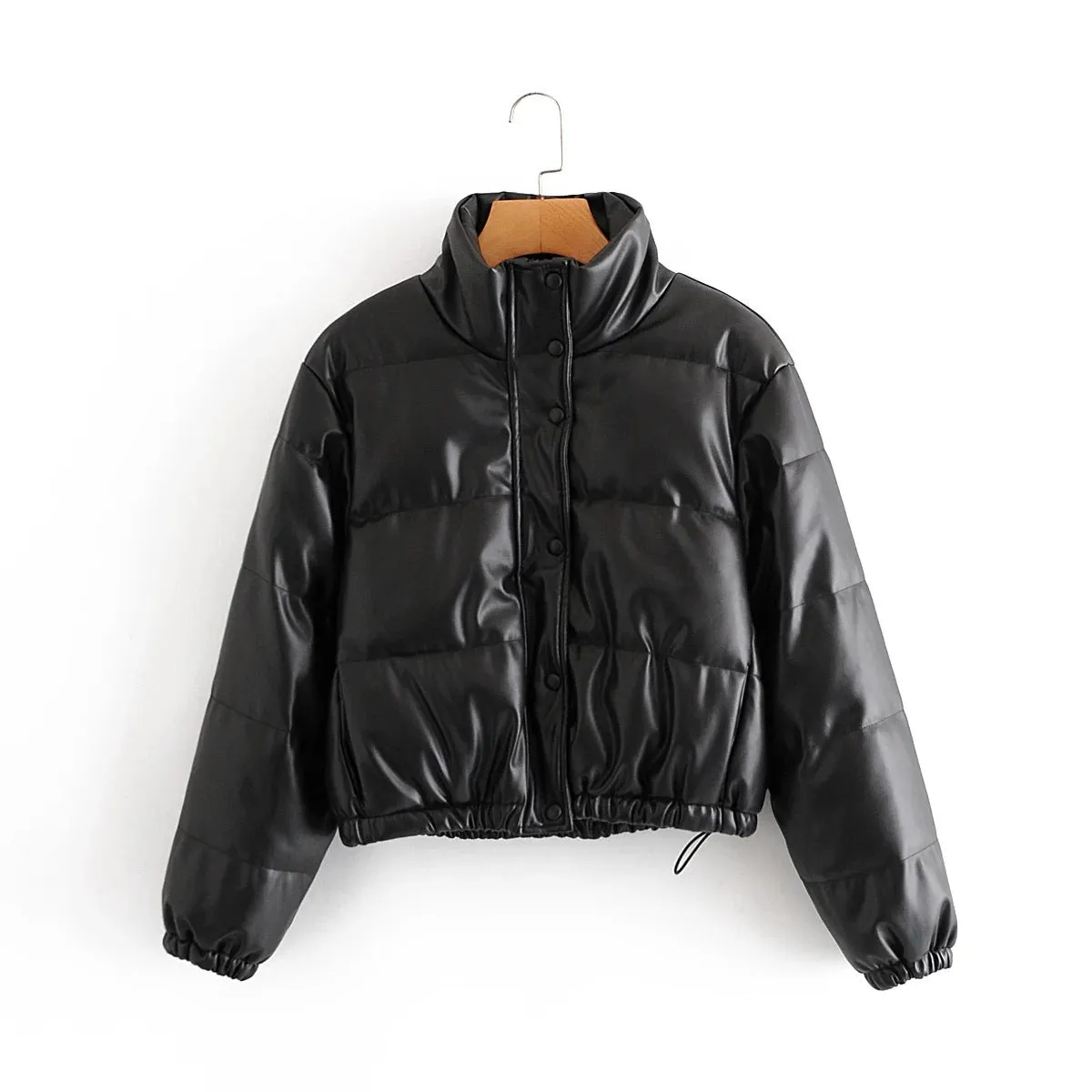 Faux Leather Bomber Jacket