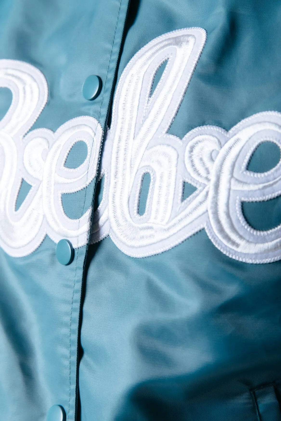 Felicia Rebel Patch Satin Bomber | Dark mint