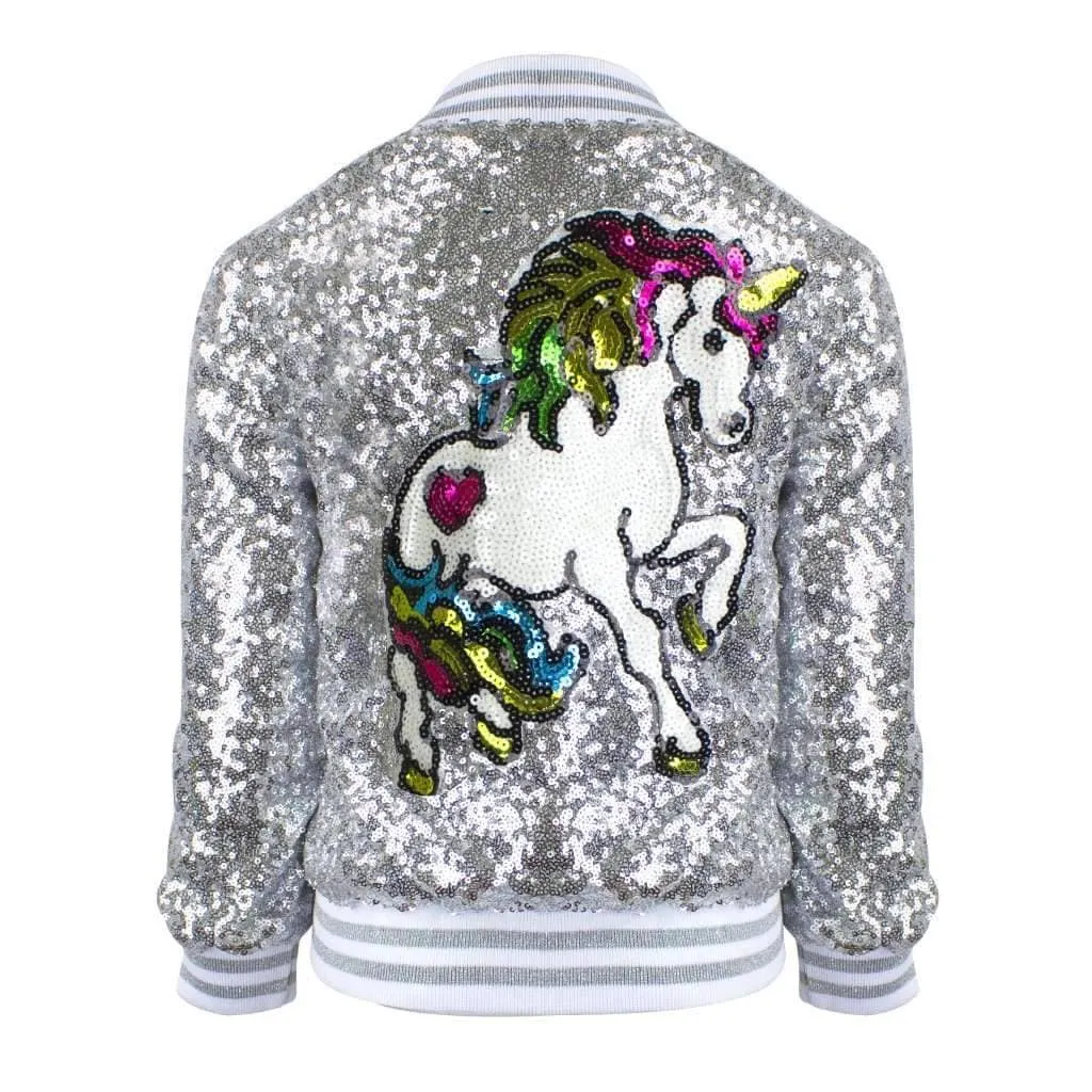 Girls Unicorn Sequin Bomber