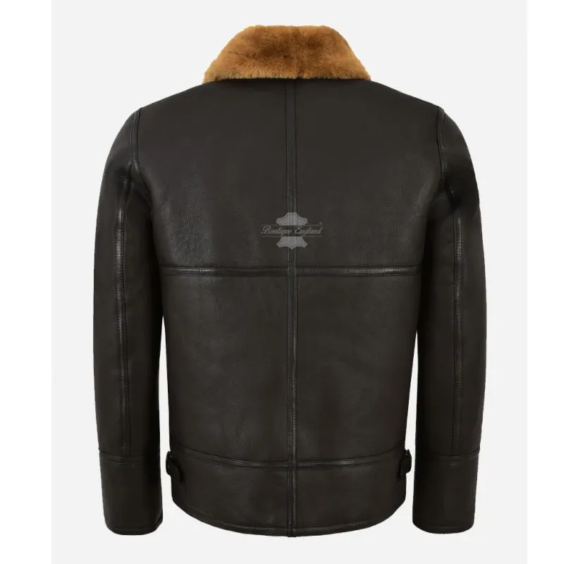 HARBIN B3 SHEEPSKIN JACKET Brown AVIATOR PILOT SHEARLING FUR JACKET