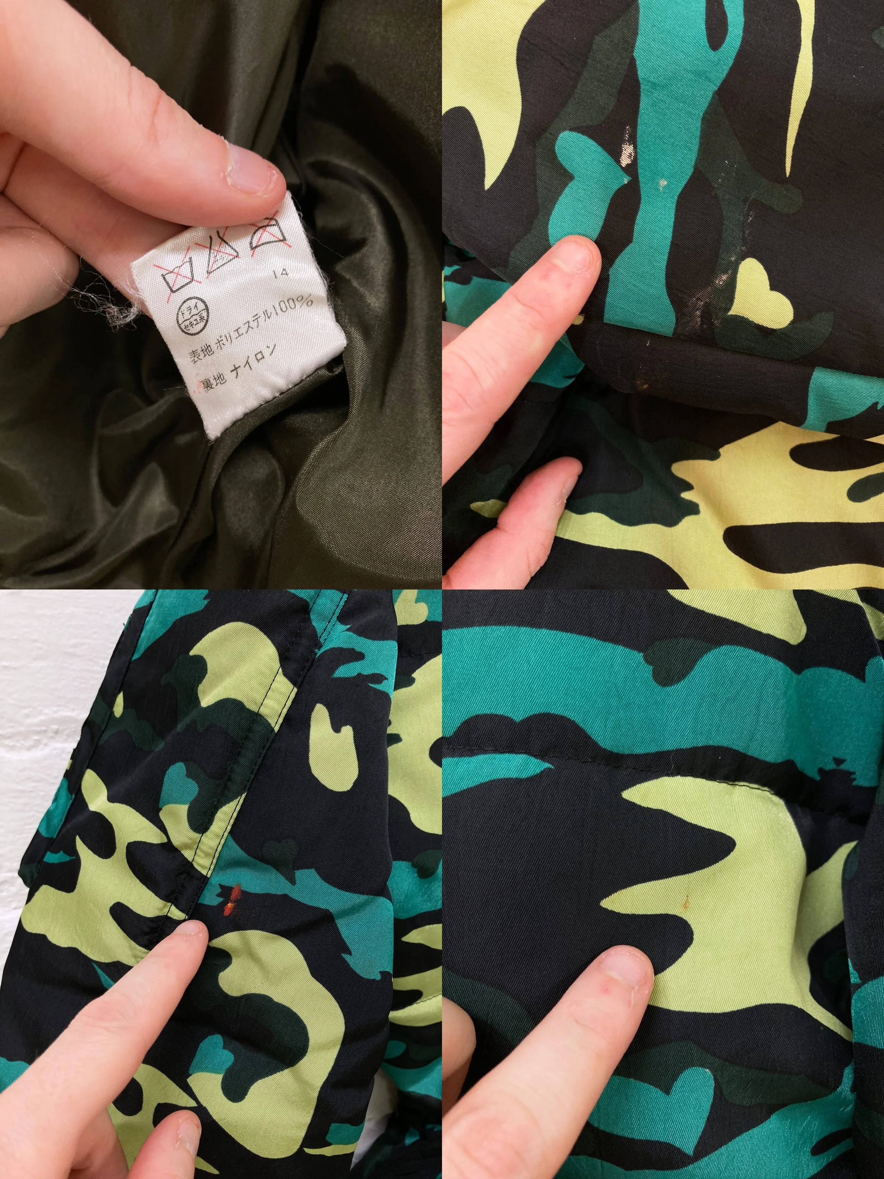 Jean Paul Gaultier Junior padded green heart camo puffer jacket