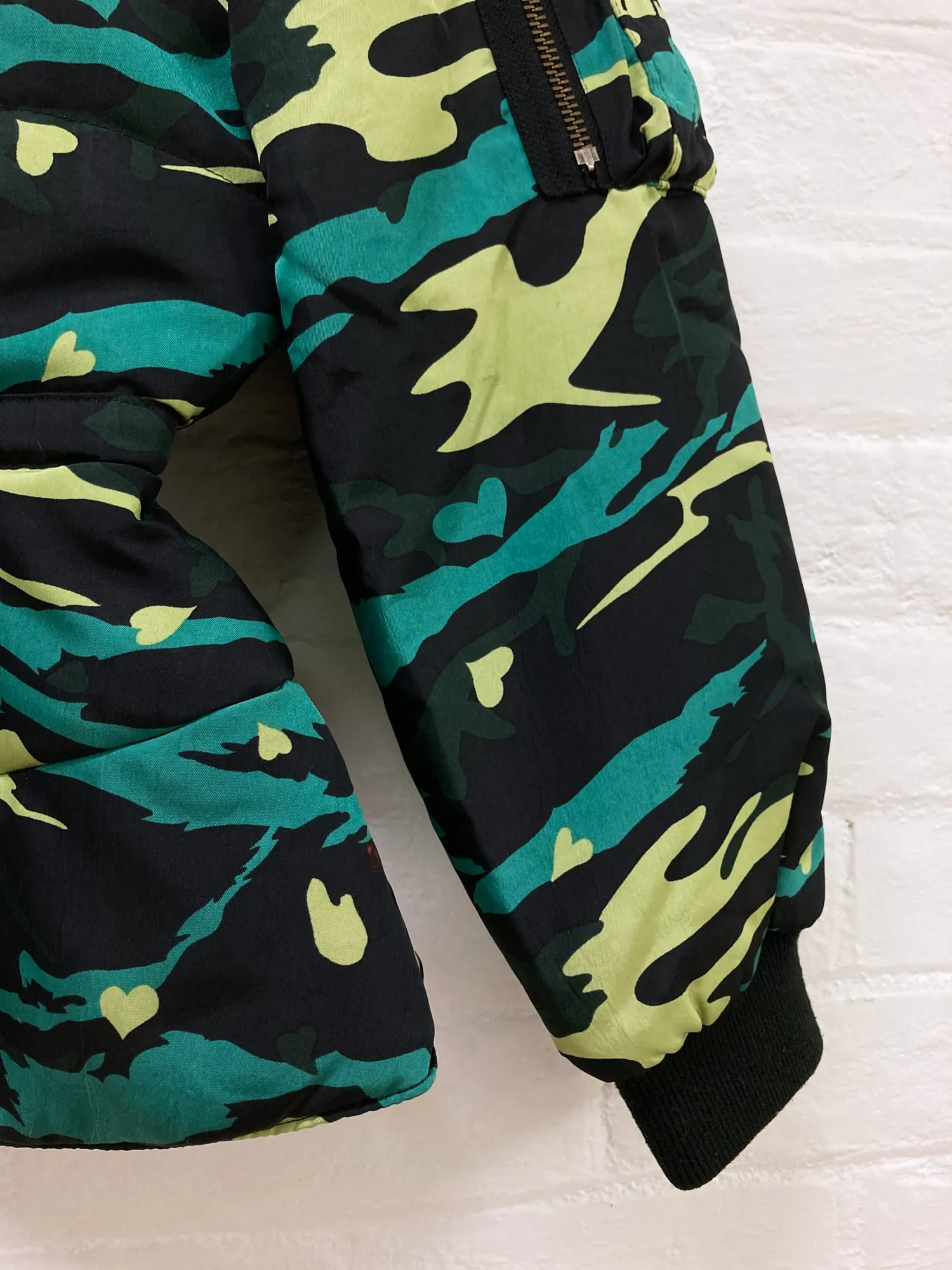 Jean Paul Gaultier Junior padded green heart camo puffer jacket