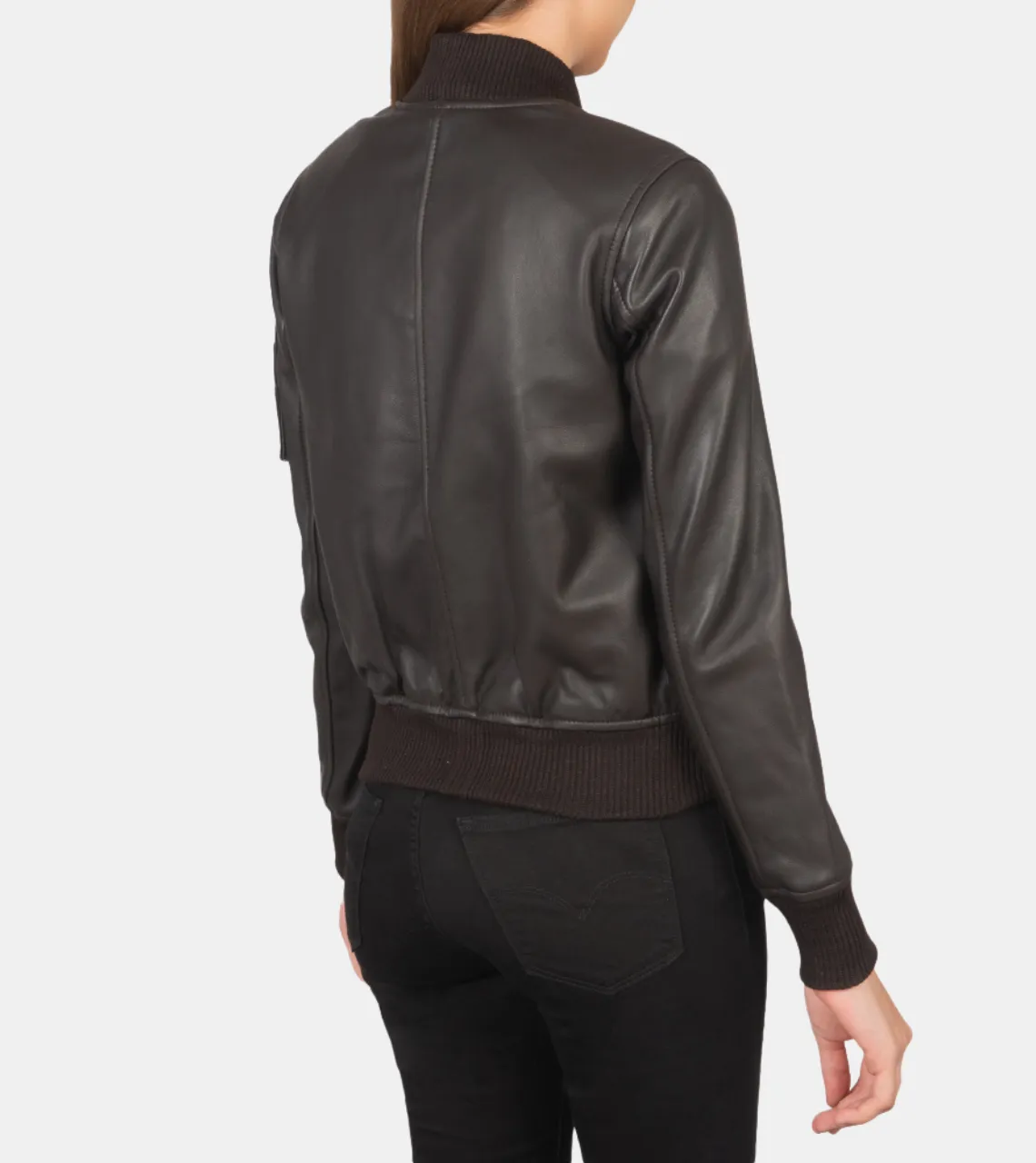 Kylen Women's Brown Bomber Leather Jacket