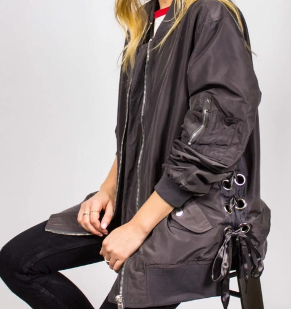 Lace-up Bomber Jacket
