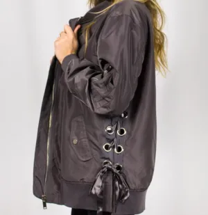 Lace-up Bomber Jacket