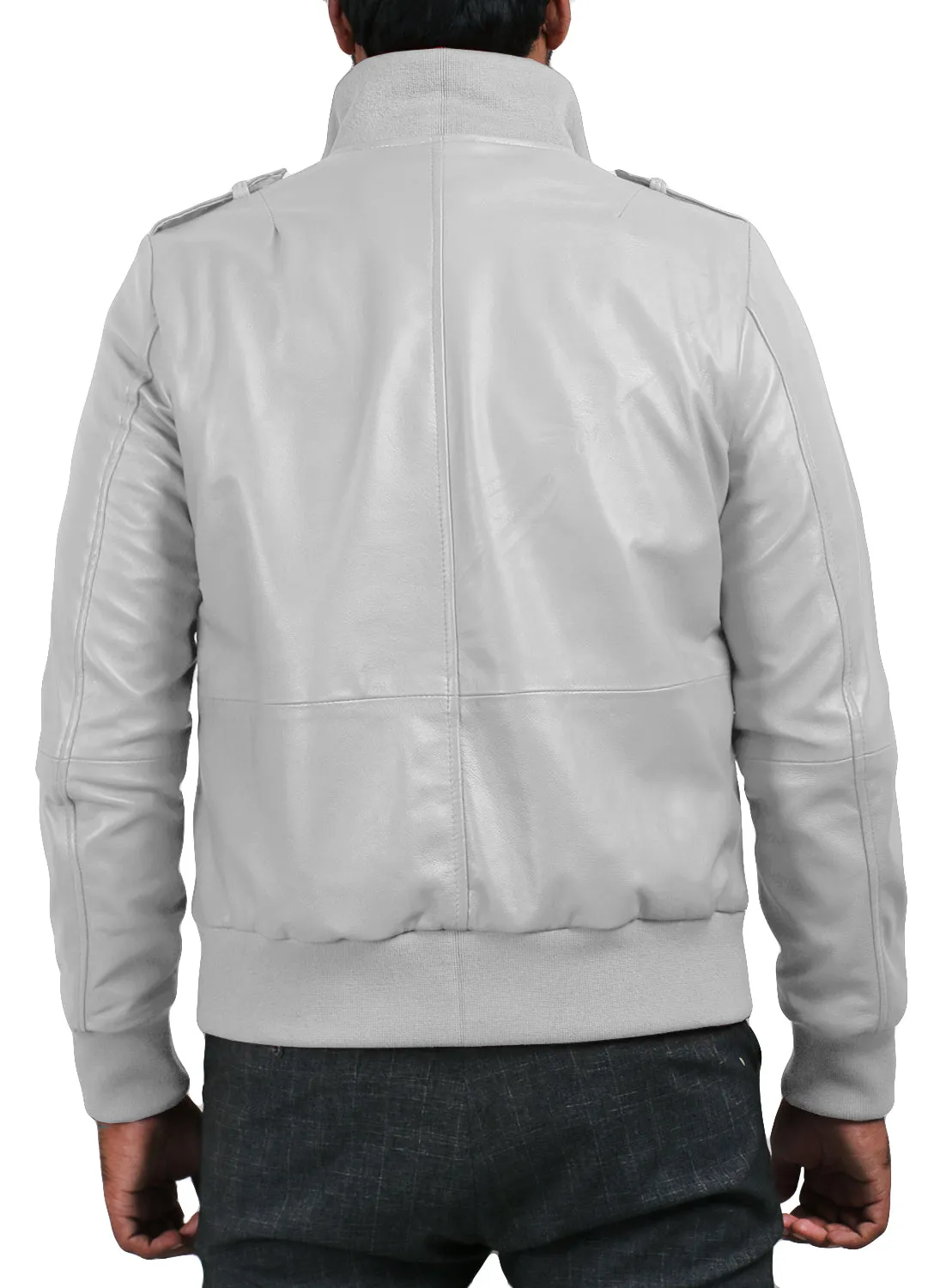 Leather Jackets Hub Mens Genuine Lambskin Leather Jacket (Black, Bomber Jacket) - 1501019