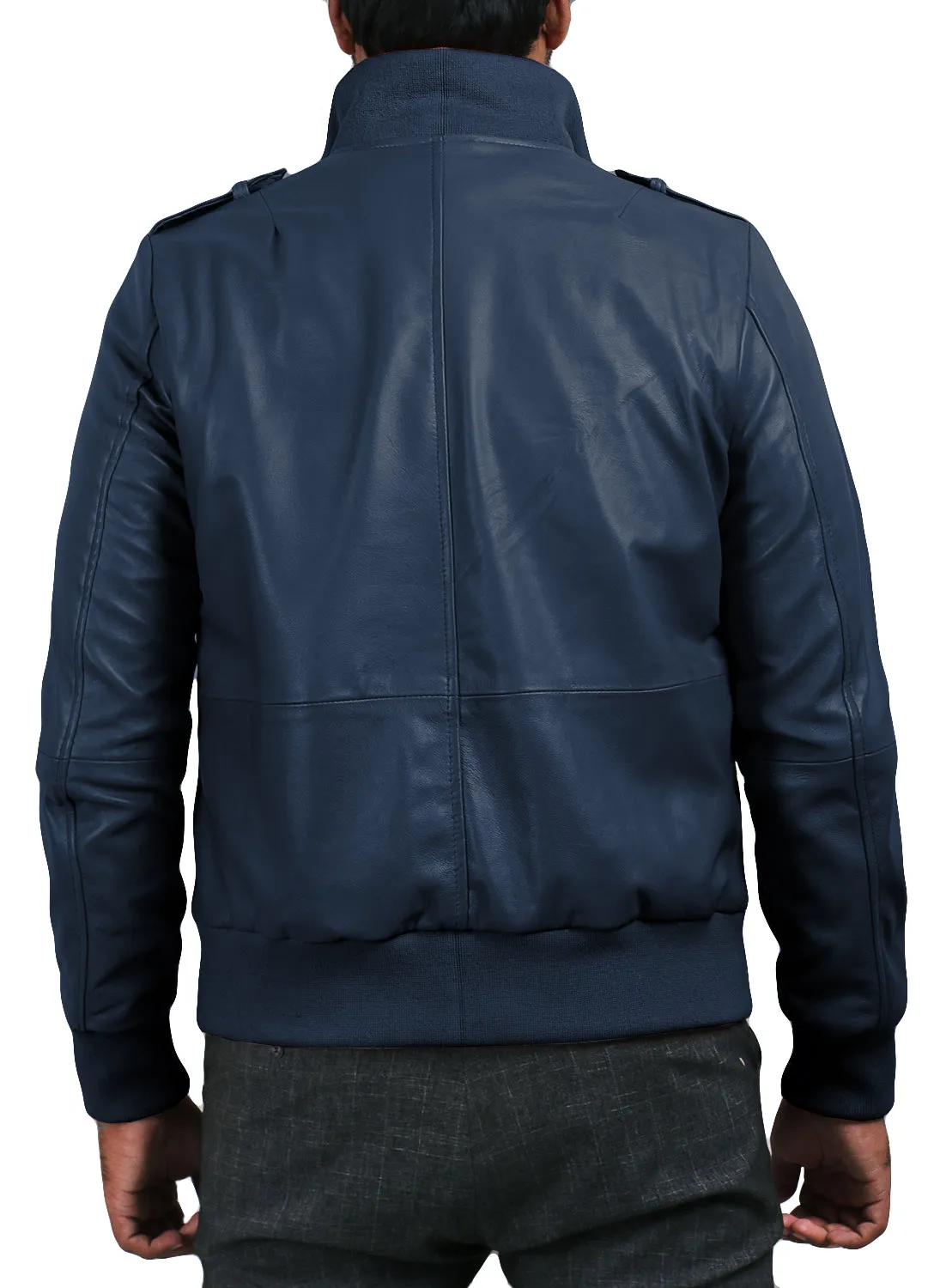 Leather Jackets Hub Mens Genuine Lambskin Leather Jacket (Black, Bomber Jacket) - 1501019