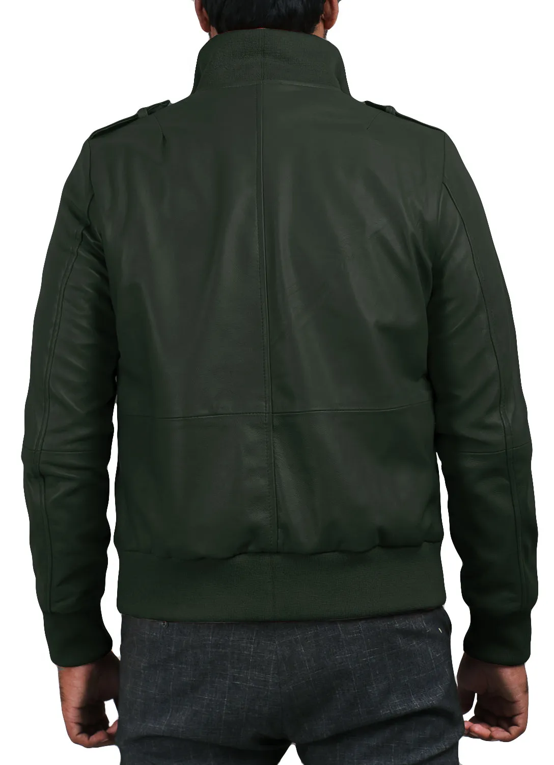 Leather Jackets Hub Mens Genuine Lambskin Leather Jacket (Black, Bomber Jacket) - 1501019