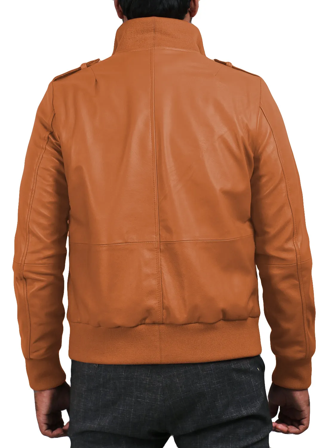 Leather Jackets Hub Mens Genuine Lambskin Leather Jacket (Black, Bomber Jacket) - 1501019