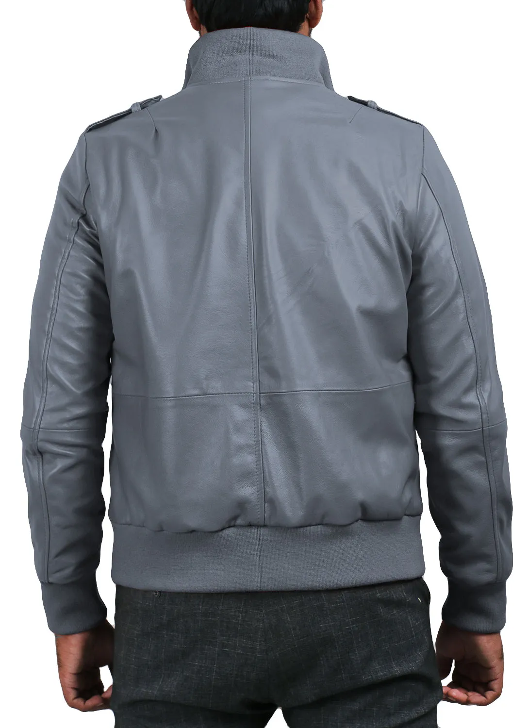 Leather Jackets Hub Mens Genuine Lambskin Leather Jacket (Black, Bomber Jacket) - 1501019