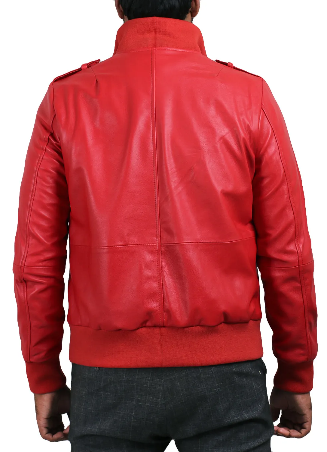 Leather Jackets Hub Mens Genuine Lambskin Leather Jacket (Black, Bomber Jacket) - 1501019