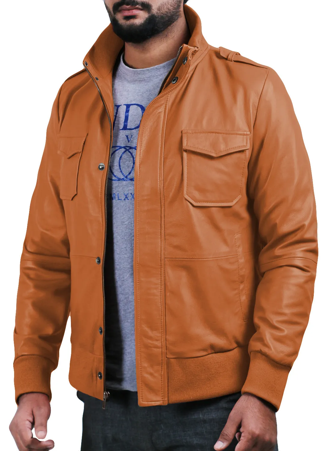 Leather Jackets Hub Mens Genuine Lambskin Leather Jacket (Black, Bomber Jacket) - 1501019