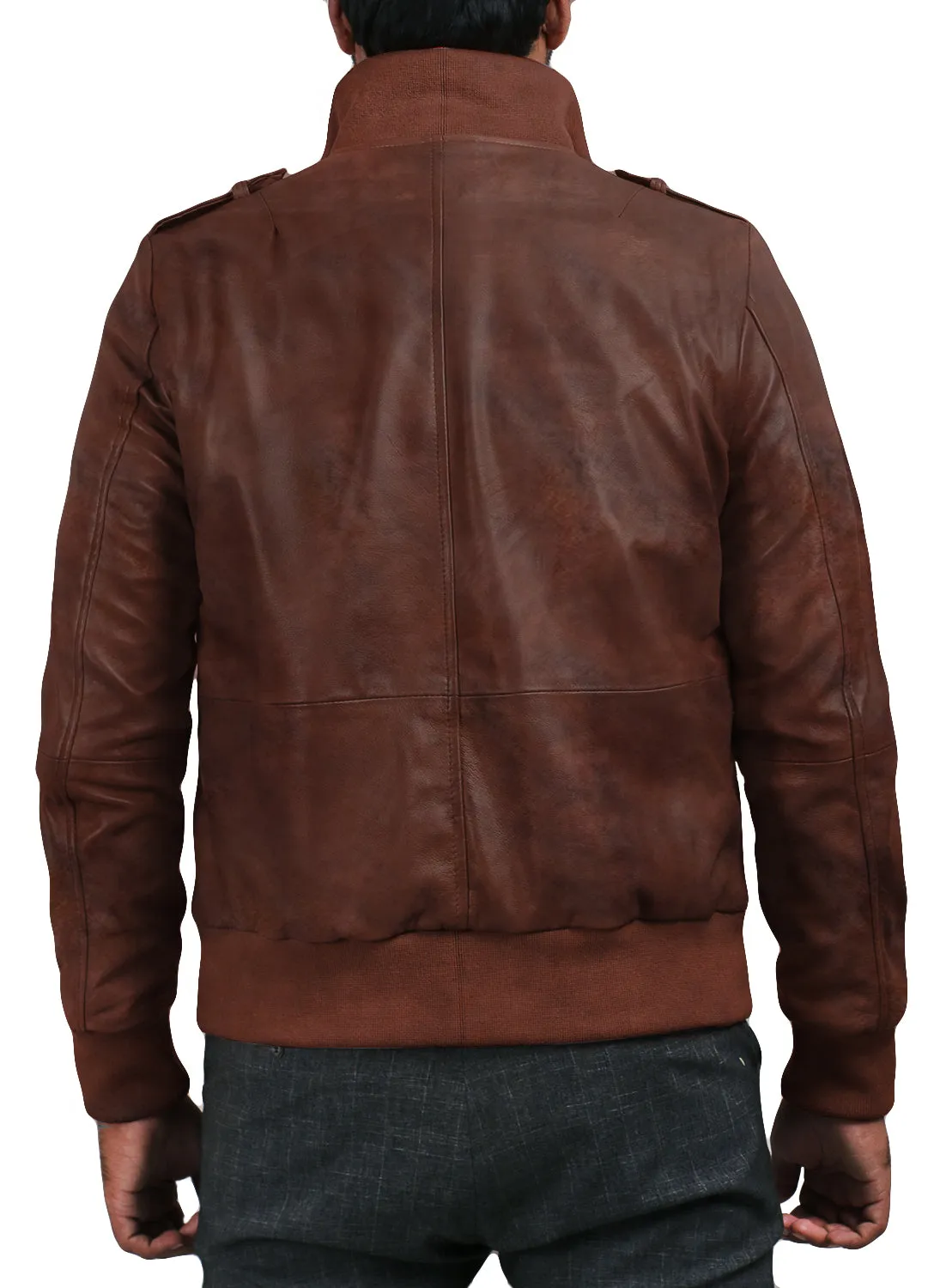 Leather Jackets Hub Mens Genuine Lambskin Leather Jacket (Black, Bomber Jacket) - 1501019