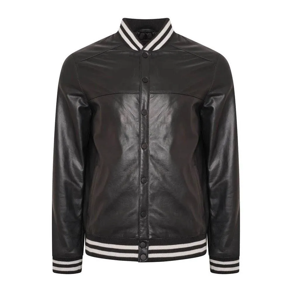 Leather Varsity Bomber Jacket
