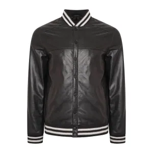 Leather Varsity Bomber Jacket