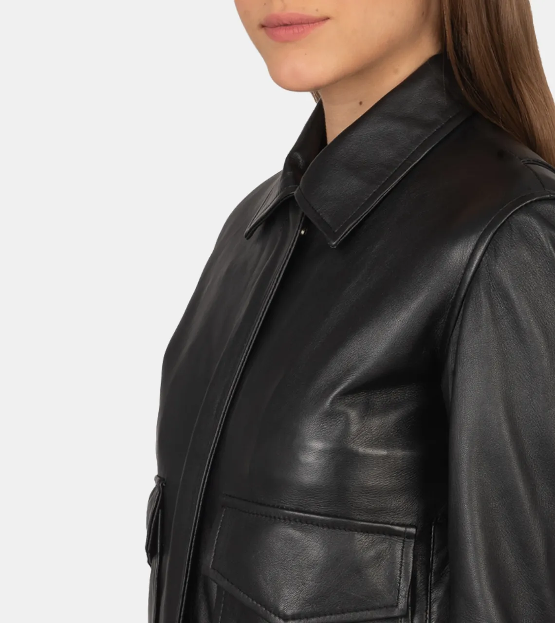 Melrose Women's Black Bomber Leather Jacket