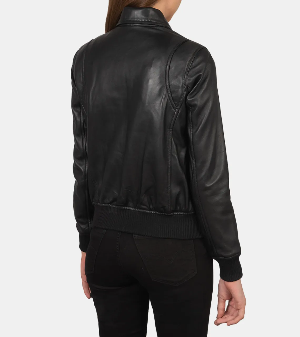 Melrose Women's Black Bomber Leather Jacket