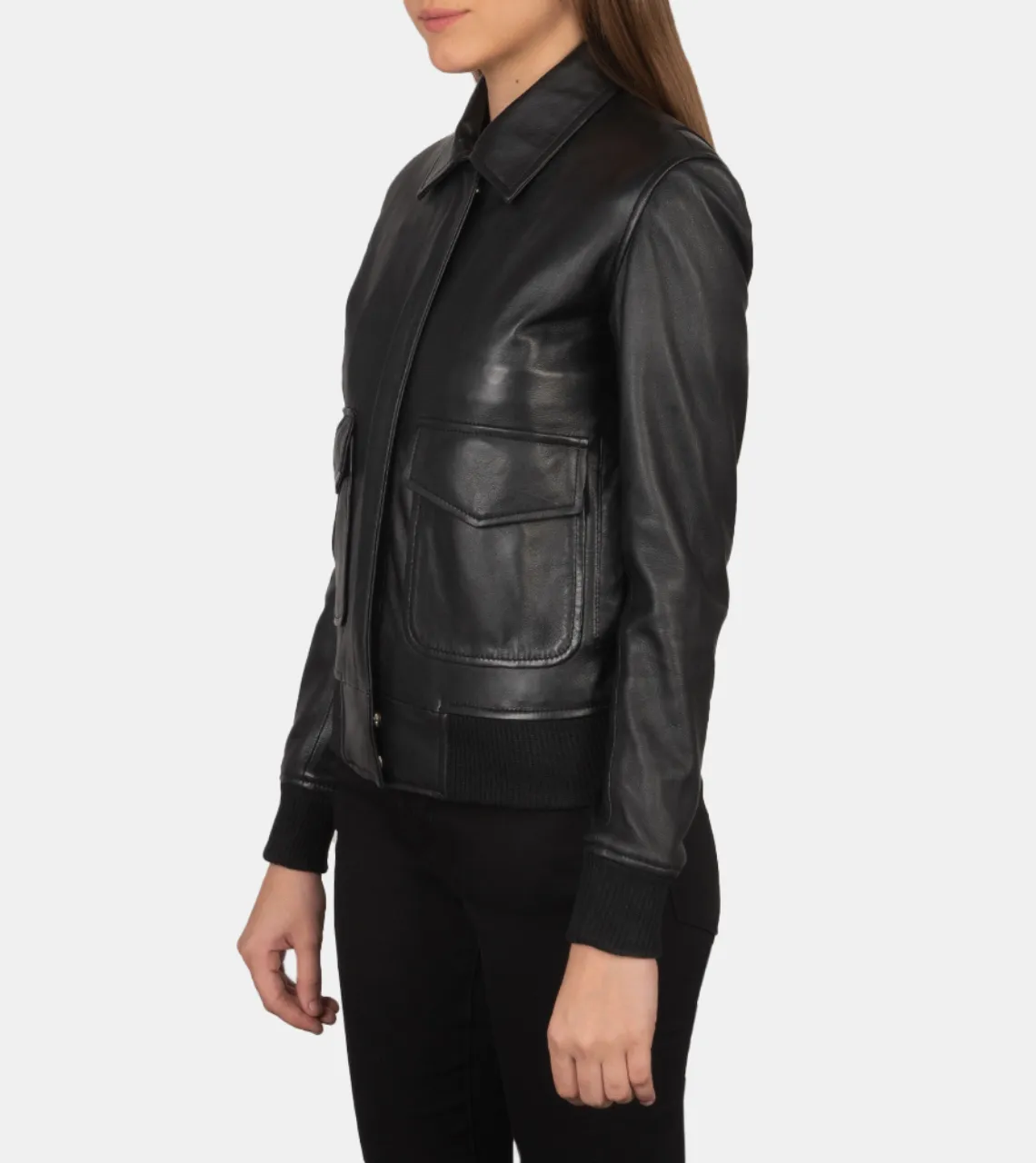 Melrose Women's Black Bomber Leather Jacket