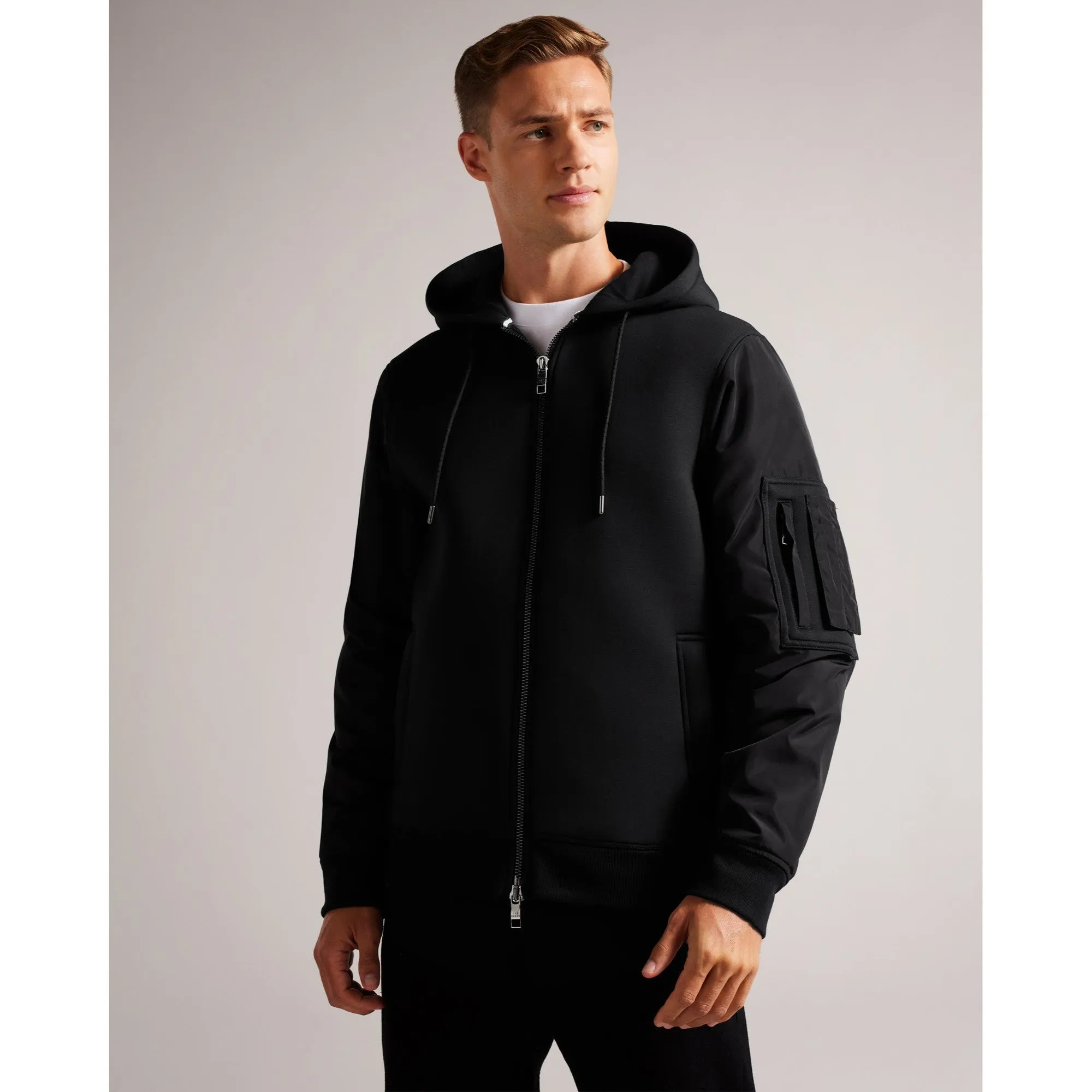 Men Mmb-Easter-Ls Zip Through Hooded Bomber - Black