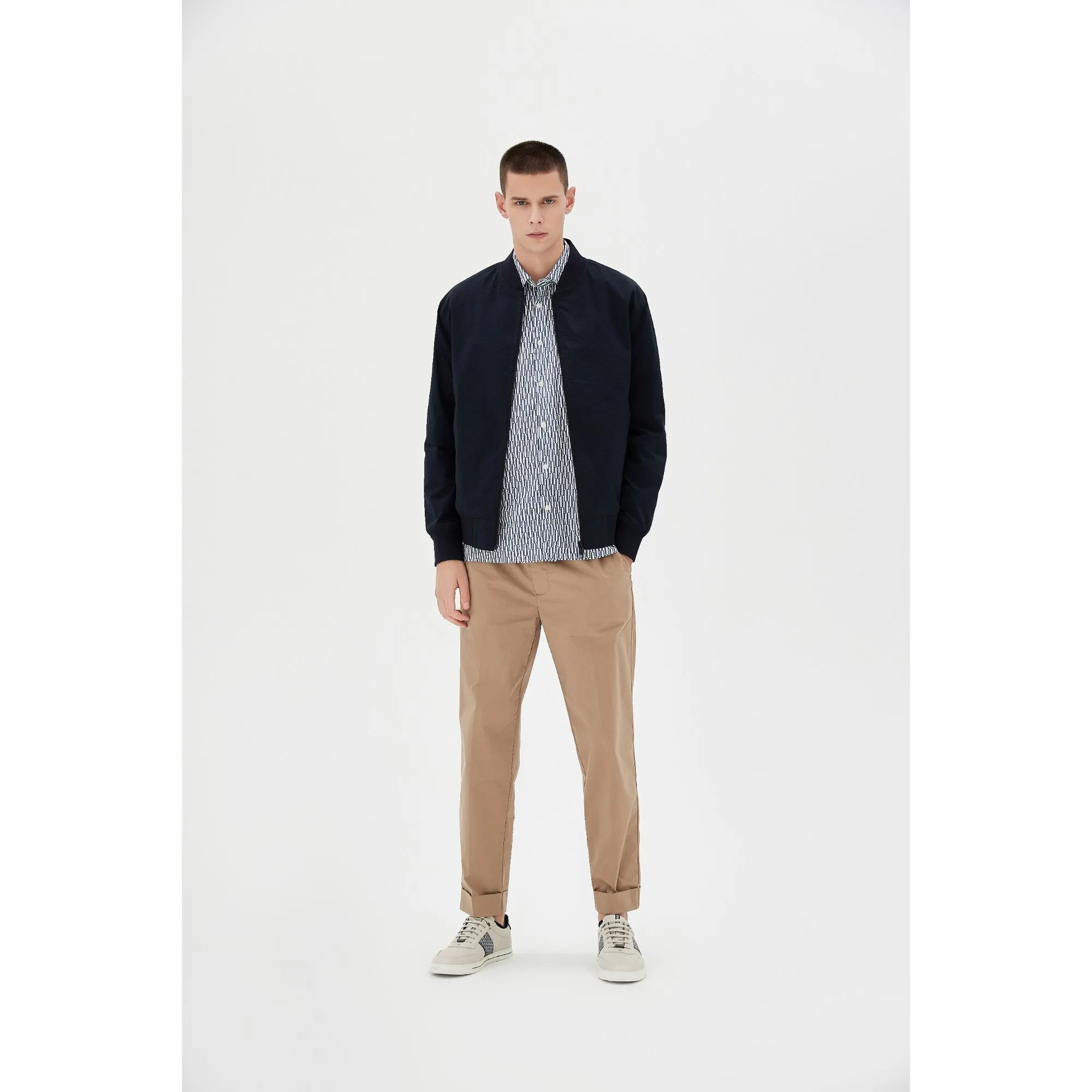Men Mmj-Doodel-Seersucker Bomber Jacket - Navy