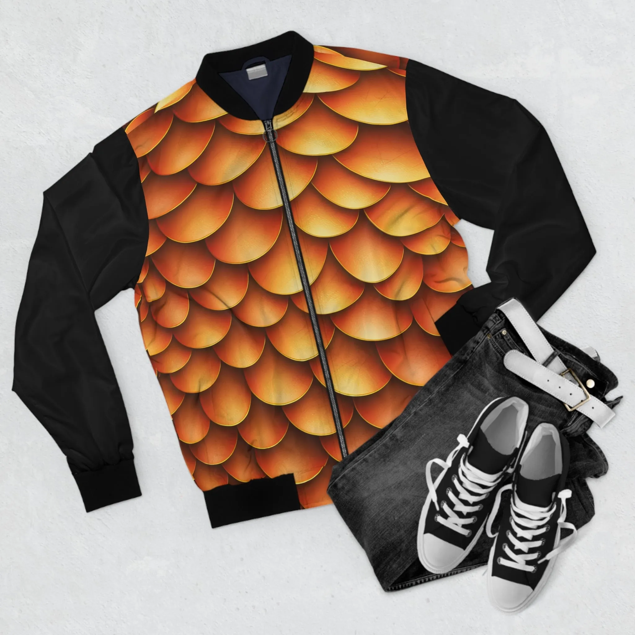 Men's Bomber Jacket - Golden Merman Scales