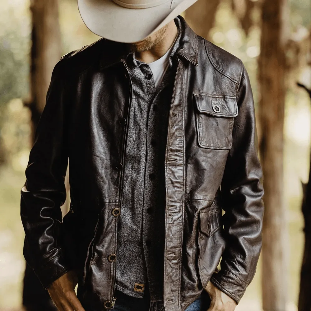 Men's Western Suede Leather Bomber Jacket