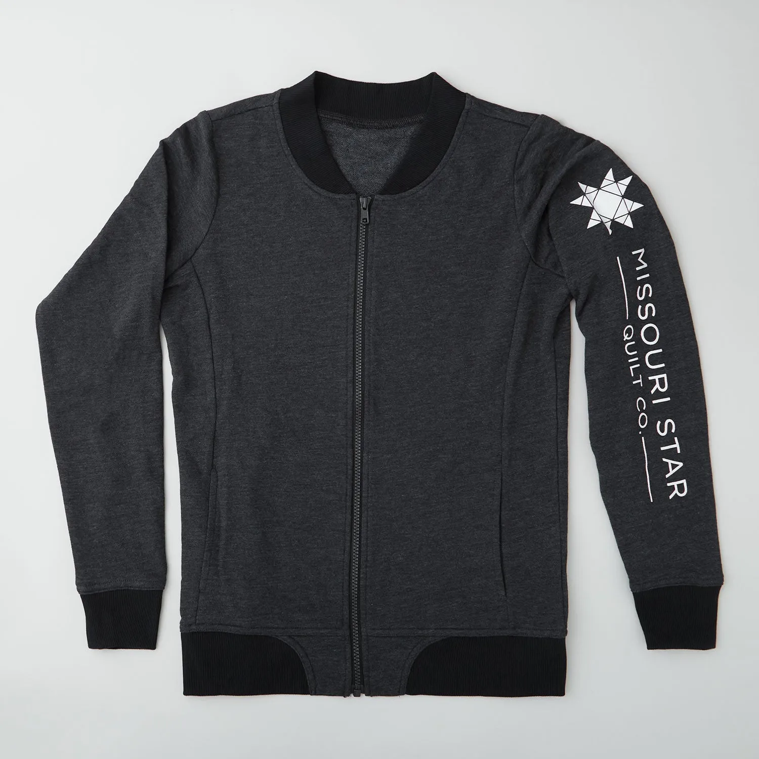 Missouri Star Ladies French Terry Bomber Jacket - Heather Black - 2XL