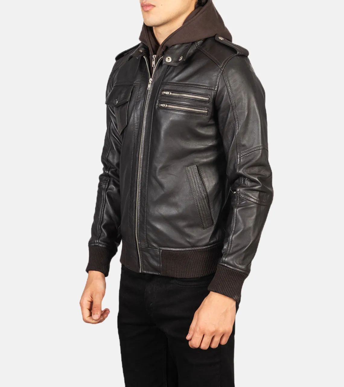 Mitico Hooded Men's Leather Bomber Jacket