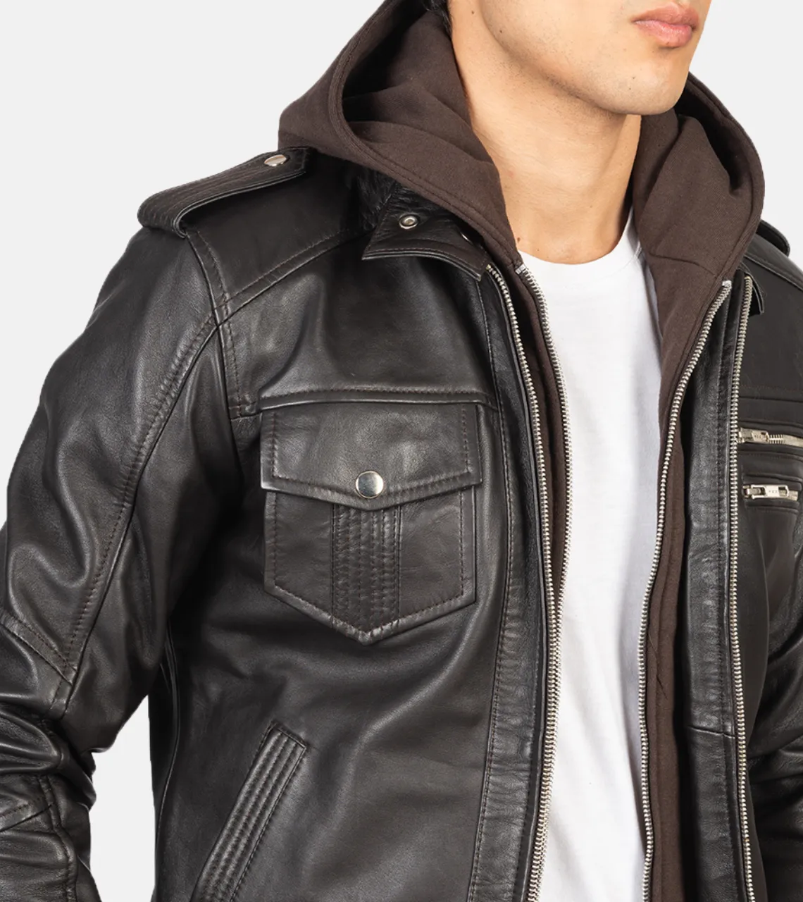 Mitico Hooded Men's Leather Bomber Jacket