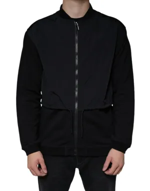MSGM Black Cotton Full Zip Bomber Long Sleeves Jacket