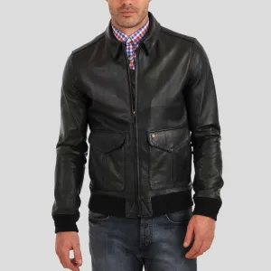 Osian Black Bomber Leather Jacket for Men